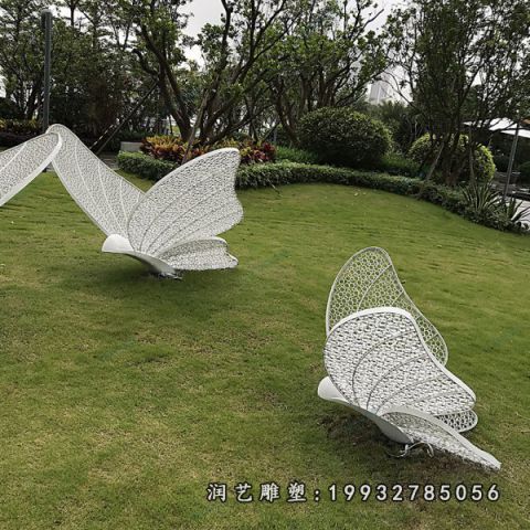 庭院不锈钢蝴蝶动物雕塑