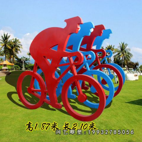 小区不锈钢骑车雕塑