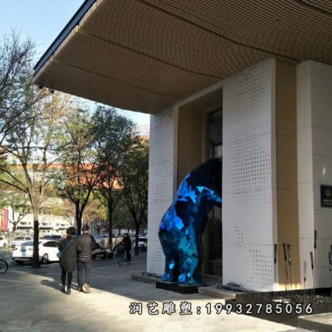 酒店不锈钢动物熊雕塑
