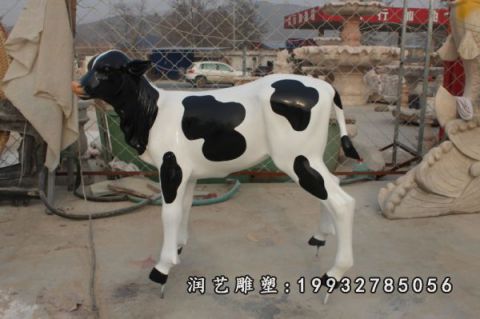 园林玻璃钢奶牛雕塑