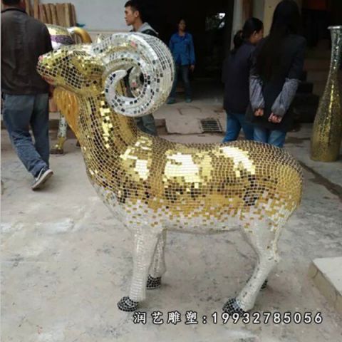 园林动物不锈钢羊雕塑