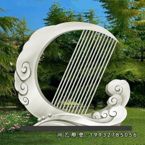 草坪不锈钢竖琴雕塑
