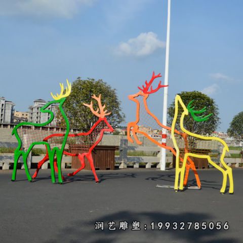 不锈钢抽象鹿动物雕塑
