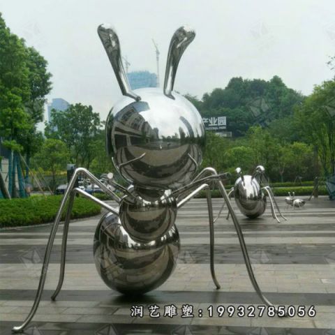 户外不锈钢动物蚂蚁雕塑