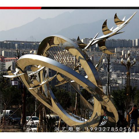 小区不锈钢大雁雕塑