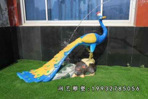 玻璃钢草坪孔雀雕塑