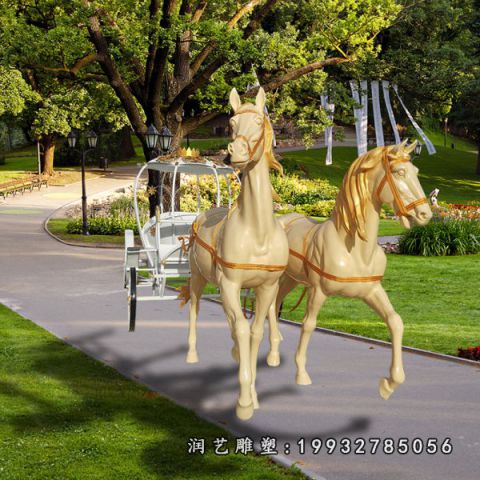 玻璃钢景观马车雕塑