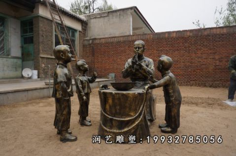 景区吹糖人民俗铜雕