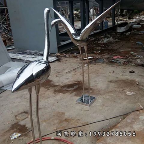小区不锈钢动物仙鹤雕塑