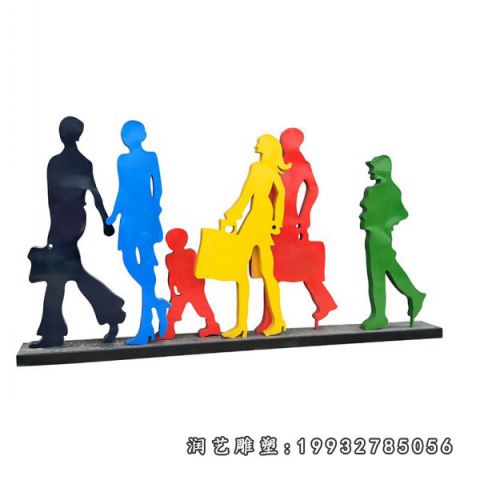 公园不锈钢购物人物雕塑