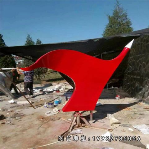 小区不锈钢旗帜雕塑
