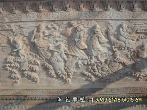 广场人物八仙过海石雕