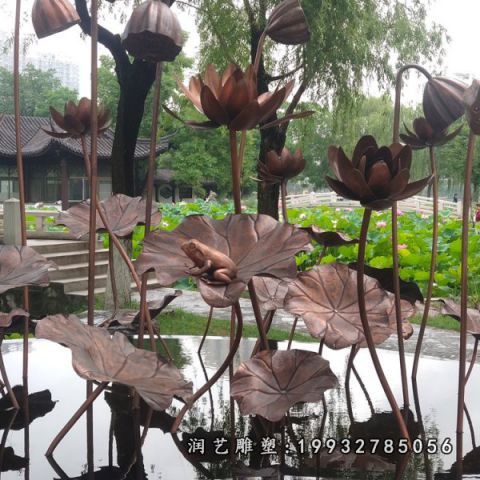 公园铜荷花景观雕塑