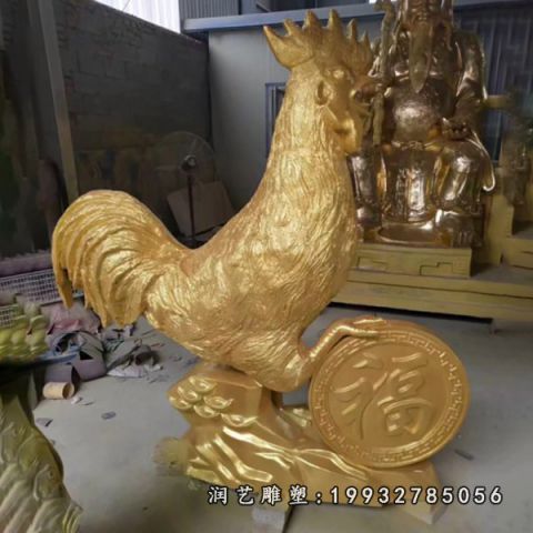 酒店鸡动物铜雕