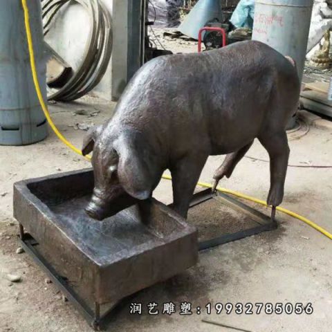 景区动物猪铜雕