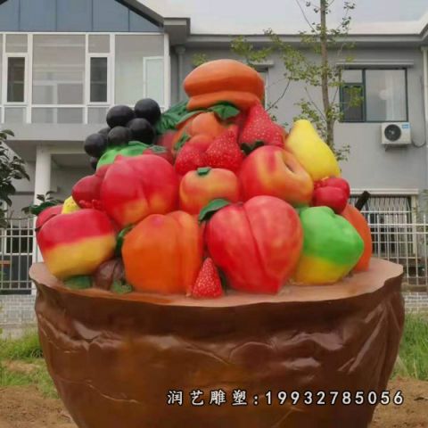 小区玻璃钢果篮雕塑