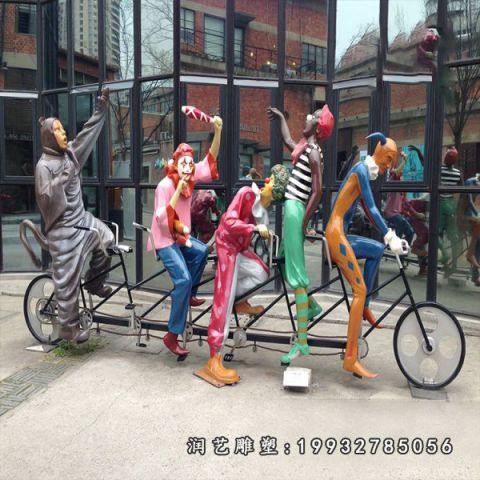 城市玻璃钢骑车人物雕塑