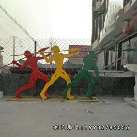 小区不锈钢标枪人物雕塑