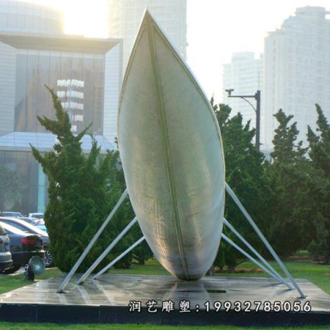 酒店不锈钢划船雕塑