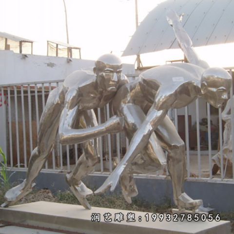 企业不锈钢滑冰雕塑