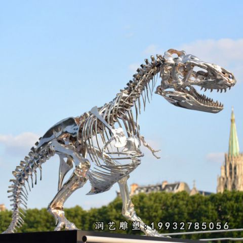 步行街不锈钢恐龙雕塑