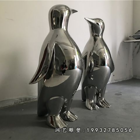 企业不锈钢企鹅雕塑