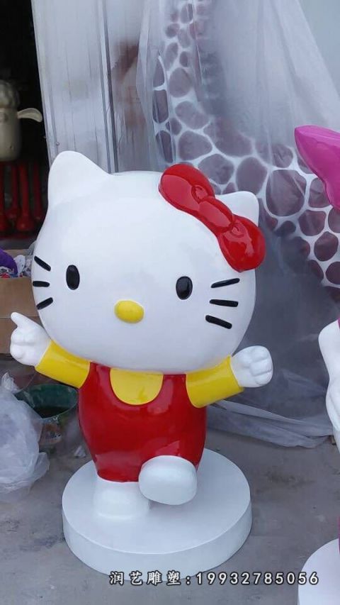 校园玻璃钢kt猫雕塑