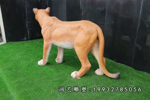 城市玻璃钢豹动物雕塑