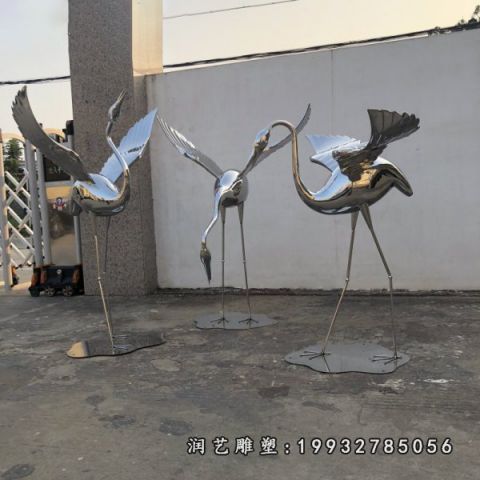 公司不锈钢仙鹤雕塑