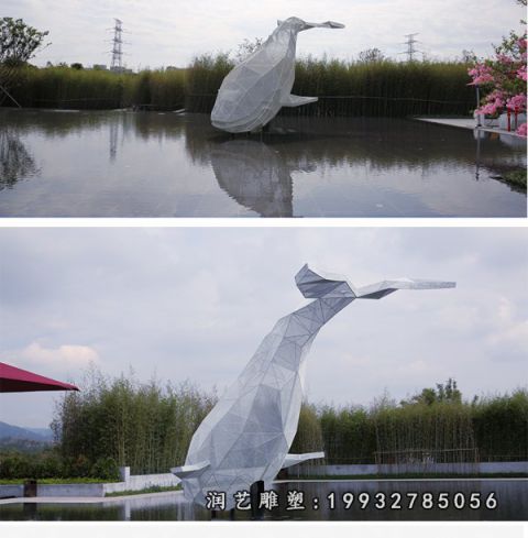 商业街不锈钢鲸鱼雕塑