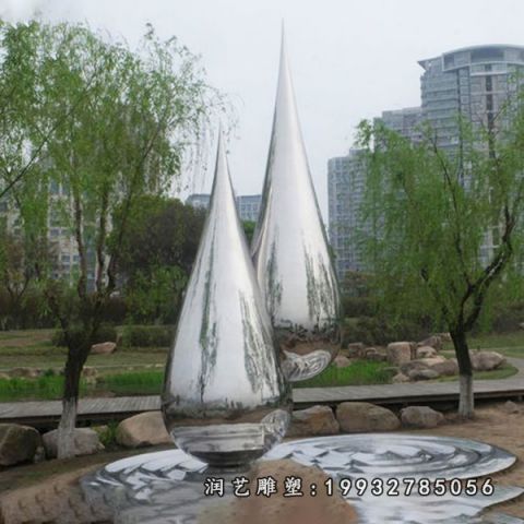 草坪不锈钢水滴雕塑