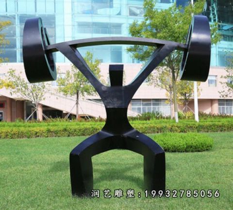 商场不锈钢举重人物雕塑