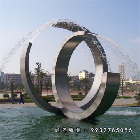 酒店不锈钢喷泉景观雕塑