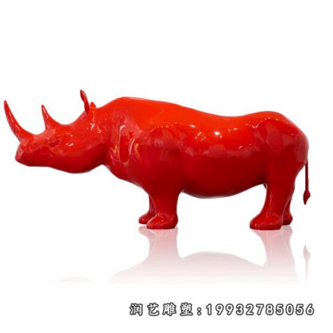 公园玻璃钢犀牛雕塑