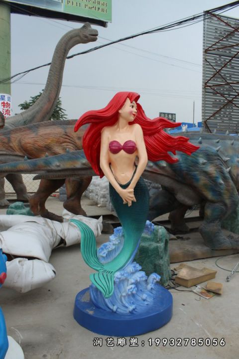 街道玻璃钢美人鱼雕塑