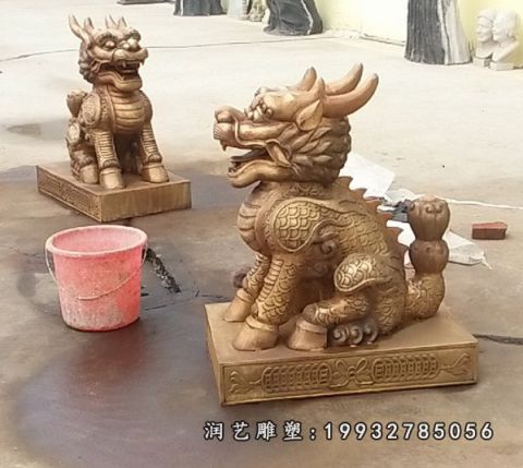 步行街动物麒麟铜雕