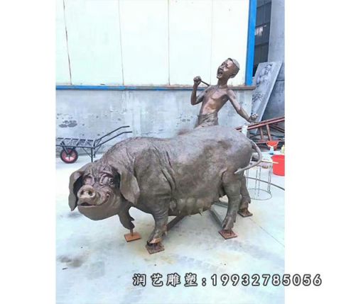 广场动物猪铜雕