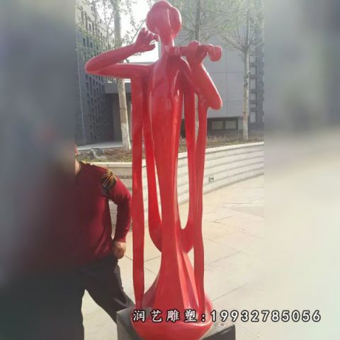 景区不锈钢演奏人物雕塑