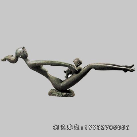 公园母子铜雕人物