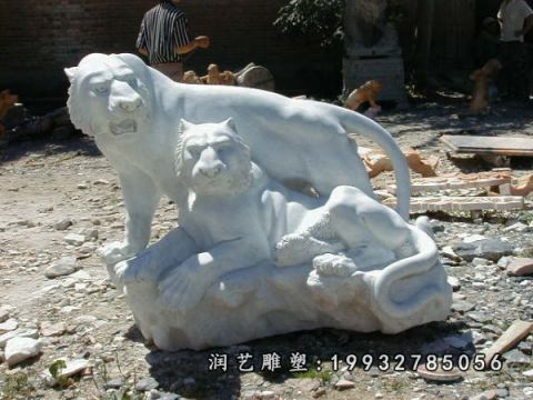 小区动物老虎石雕