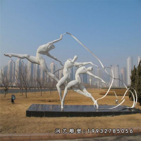 小区不锈钢人物体操雕塑