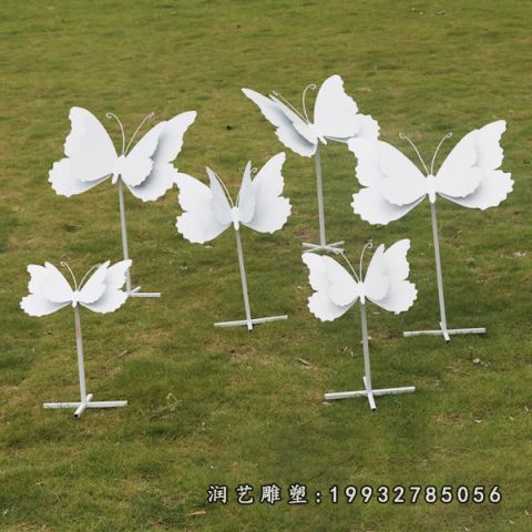 草坪不锈钢蝴蝶动物雕塑