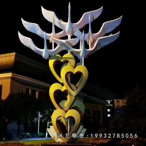广场不锈钢动物大雁雕塑