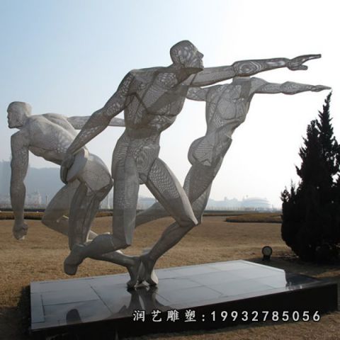 景区不锈钢运动人物雕塑