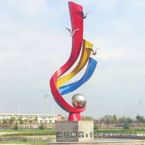 公司不锈钢彩带景观雕塑
