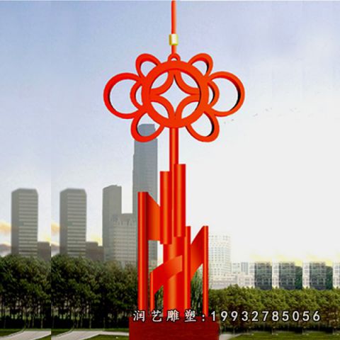 企业不锈钢中国结景观雕塑