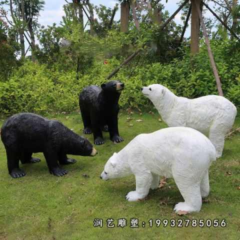 街道玻璃钢北极熊动物雕塑