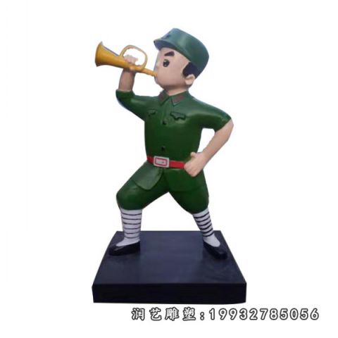 企业玻璃钢卡通红军雕塑