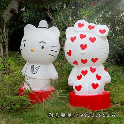 校园玻璃钢kt猫卡通雕塑