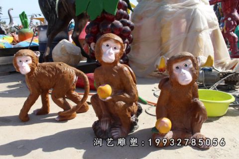 庭院玻璃钢猴子卡通动物雕塑